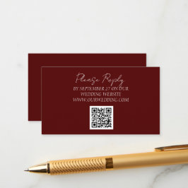 Burgundy Enkel Minimalistisk Elegant Bröllop Tilläggskort