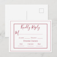 Burgundy Enkel Modern Bröllop RSVP Postkort