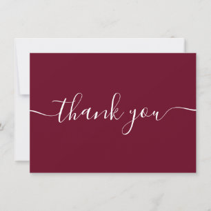 Burgundy Enkel Modern Elegant Skrift Tack Kort