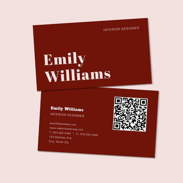 Burgundy enkel, modern, minimal | QR-kod Visitkort (Skapare uppladdad)