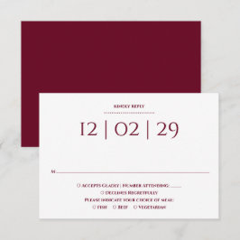 Burgundy Enkel Speciell Datum Bröllop OSA Kort