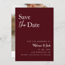 Burgundy enkelt Calligraphy Photo Save Date