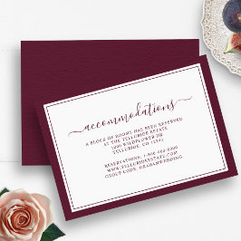 Burgundy Enkla Eleganta Manuskript Boenden Tilläggskort