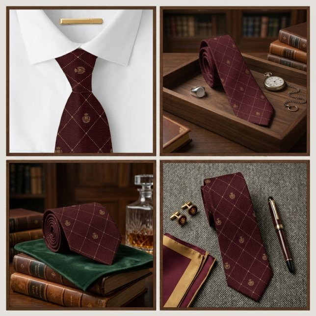 Burgundy Estate Crest Jacquard Lyx Slips (Skapare uppladdad)