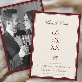 Burgundy Estate Formal Modern Photo Type Wedding Spara Datumet
