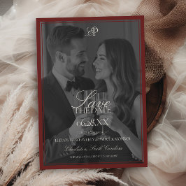Burgundy Estate Modern Foto Typ Overlay Bröllop Spara Datumet