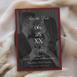 Burgundy Estate Modern Photo Overlay Type Wedding Spara Datumet
