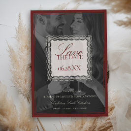 Burgundy Estate Vintage Photo Type Overlay Wedding Spara Datumet