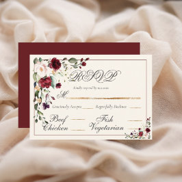 Burgundy Eucalyptus Blommigt Bröllop OSA Card Kort