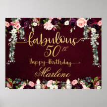 Burgundy Fabulous 50 Födelsedagsfirande 54 x 40