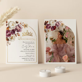 Burgundy Fall Blommigt - höstfoto för hösten Inbjudningar