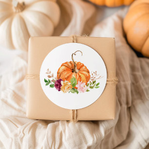 Burgundy fall blommigt Little pumpkin Runt Klistermärke