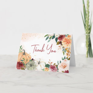 Burgundy Fall Blommigt Pumpkin Baby Shower Tack Kort