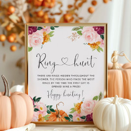 Burgundy fall blommigt ring jagar möhippa poster