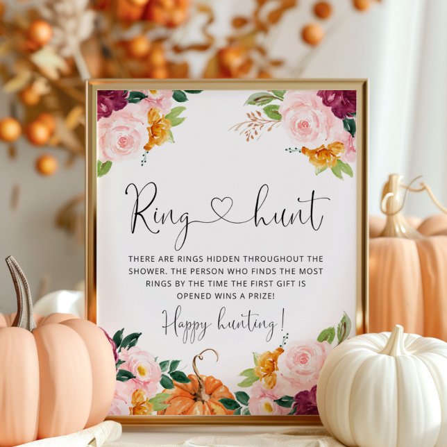 Burgundy fall blommigt ring jagar möhippa poster (Skapare uppladdad)