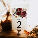 Burgundy Fall Botanical Bröllop Bord Card Bordsnummer<br><div class="desc">Fall Burgundy Blommigt Bröllop Bordsnummer Card. Knappen Anpassa ytterligare om du vill redigera. Matchande objekt i vår butiks Cava party-design</div>