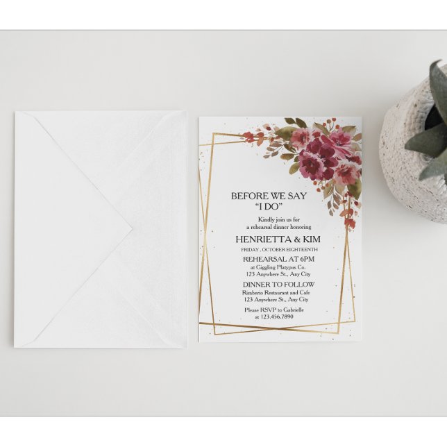 Burgundy Fall eller Rehearsal Middag för hösttema Inbjudningar (Skapare uppladdad)