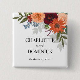 Burgundy Fall Garden Blommigt Bröllop Knapp