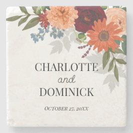 Burgundy Fall Garden Blommigt Bröllop Stenunderlägg