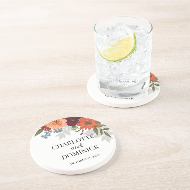 Burgundy Fall Garden Blommigt Bröllop Underlägg (Sidan)