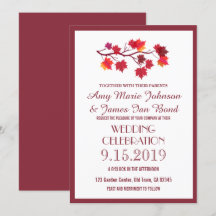 Burgundy Fall Höst löv Bröllopskort