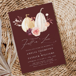 Burgundy Fall Höstlek Pumpkin Höst Bröllop Inbjudningar