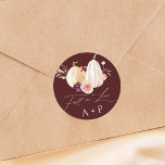 Burgundy Fall in Love Pumpkin Autumn Wedding Runt Klistermärke<br><div class="desc">This wedding sticker features watercolor white and yellow pumpkins adorned with burgundy,  maroon,  and blush pink flowers over fall leaves.  For more advanced customization of this design,  Please click the "Customize further" link.  Matching items are also available.</div>