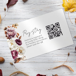 Burgundy Fall Möhippa Gift-registreringskort QR-ko Tilläggskort