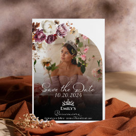 Burgundy Fall Quinceanera Photo Save Date Inbjudningar