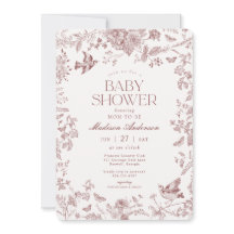 Burgundy Fall Toile De Jouy Blommigt Baby Shower
