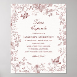 Burgundy Fall Toile Jouy Blommigt Time Capsule Gam Poster