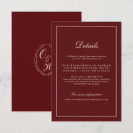 Burgundy Fall Wedding Details Enclosure Card Tilläggskort