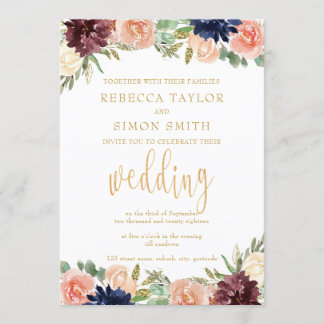 Burgundy Fall Wedding Inbjudningar