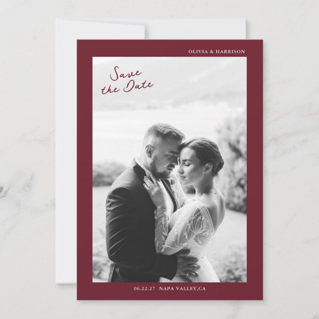 Burgundy Fall Wedding Save the Date Inbjudningar (Framsida)