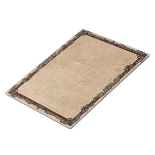 Burgundy Färg Antique Finare Ram med Linjer Pad Anteckningsblock