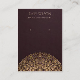 BURGUNDY FAUX GULD ORNATE MANDALA EARRA VISNING VISITKORT