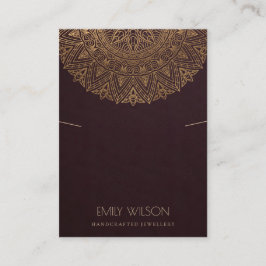 BURGUNDY FAUX GULD ORNATE MANDALA NECKLACE VISNING VISITKORT