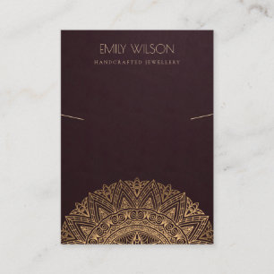 BURGUNDY FAUX GULD ORNATE MANDALA NECKLACE VISNING VISITKORT