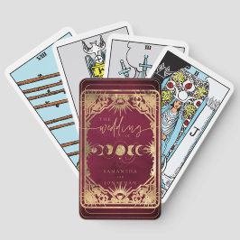 Burgundy & Faux Guld Tarot Celestial Bröllop Casinokort