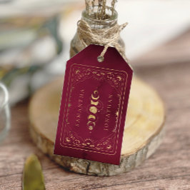 Burgundy & Faux Guld Tarot Celestial Bröllop Presentetikett