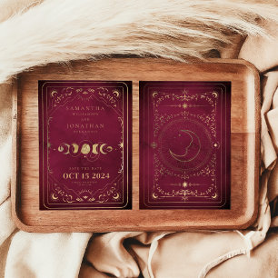 Burgundy & Faux Guld Tarot Celestial Spara Datumet