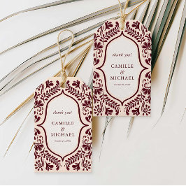 Burgundy Fiesta Bröllopsgåva Tack Tag Presentetikett