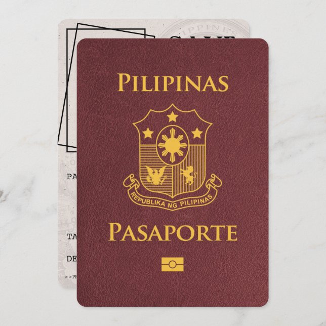 Burgundy Filippinskt pass Spara datum Spara Datumet (Fram/baksida)