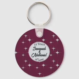 Burgundy Finare-årsdagen Anpassningsbar par Namn Nyckelring