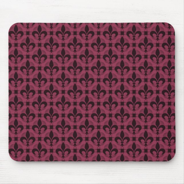 Burgundy Finare Fleur de lis Mousepad Musmatta (Framsidan)
