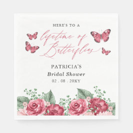 Burgundy Fjärilar Livstid Bröllopsfest Pappersservett