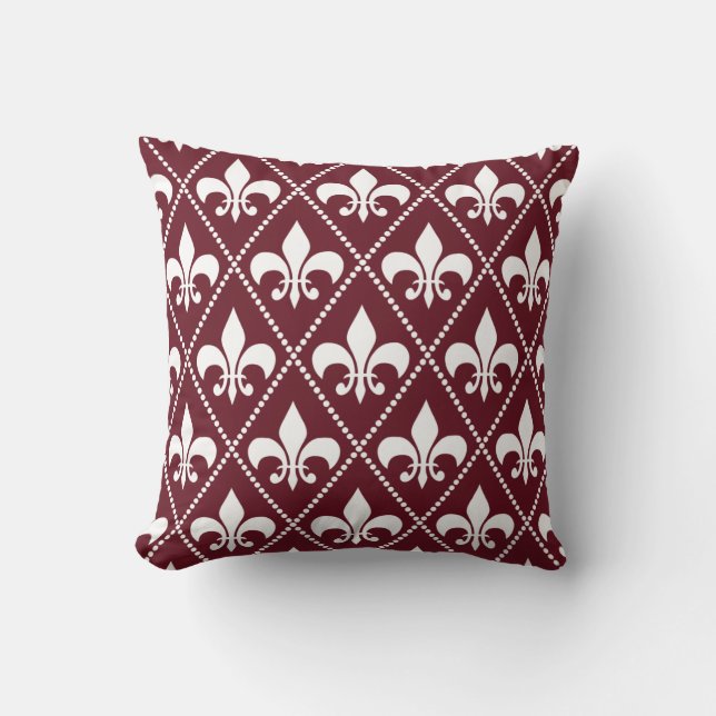Burgundy Fleur de Lis Kudde (Framsida)