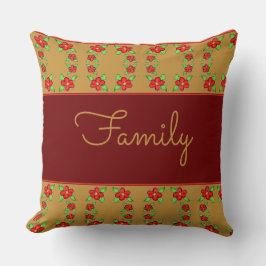 Burgundy flödat med Guld Kudde