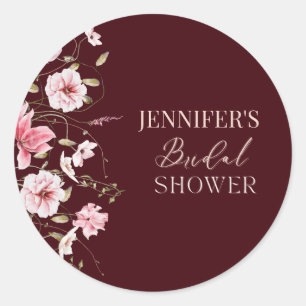 Burgundy Floral  Bride in Bloom möhippa Runt Klistermärke