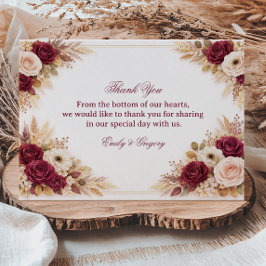 Burgundy Floral Elegant Gratitude Tack Kort